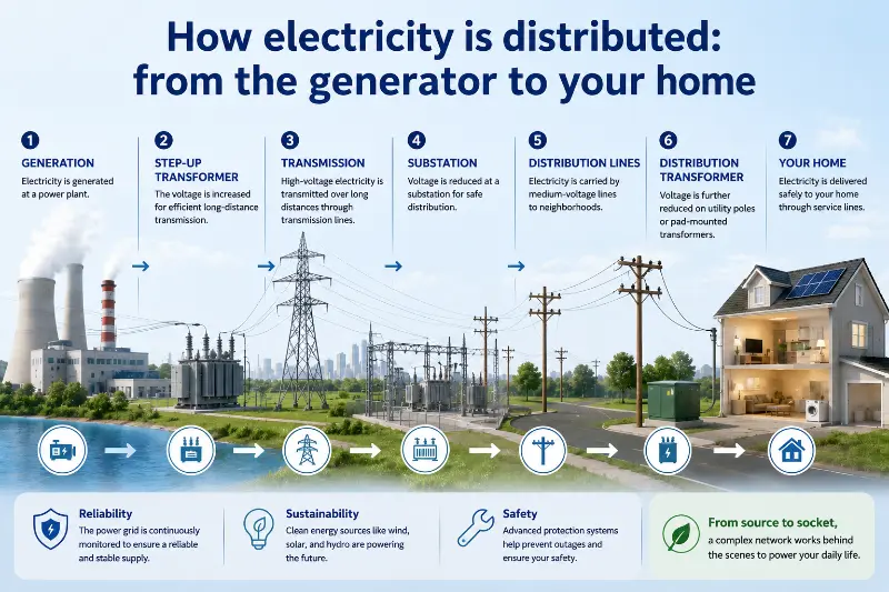 Kepiye distribusi listrik: saka generator menyang omah sampeyan?